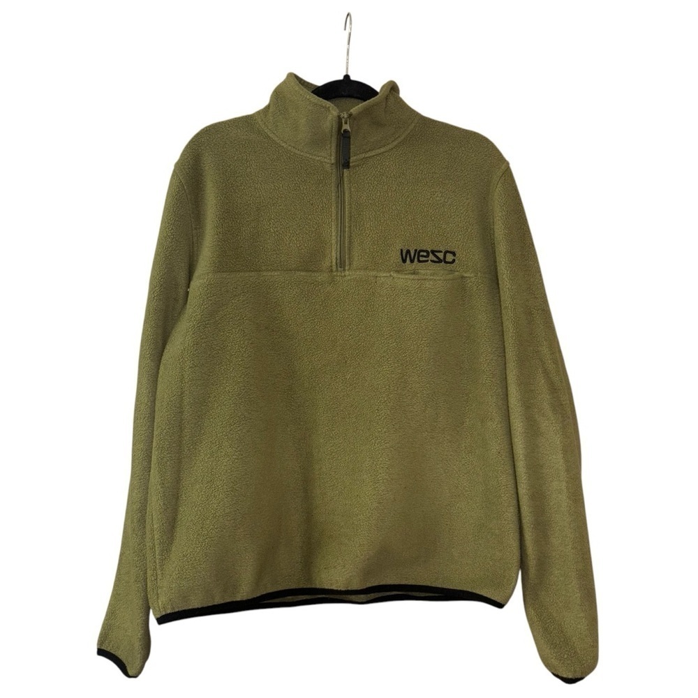 Wesc Olive Green Fleece Quarter Zip Pullover Jacket Women’s XL Men’s L Warm Cozy